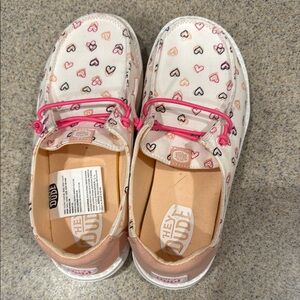 Hey Dude Pink and White Moccasins Casual Slip-On Shoes - like new condition